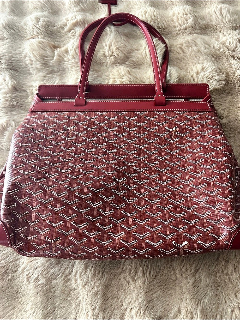 Goyard Fashion Bag Sac Saint Leger Goyardine Tote Red